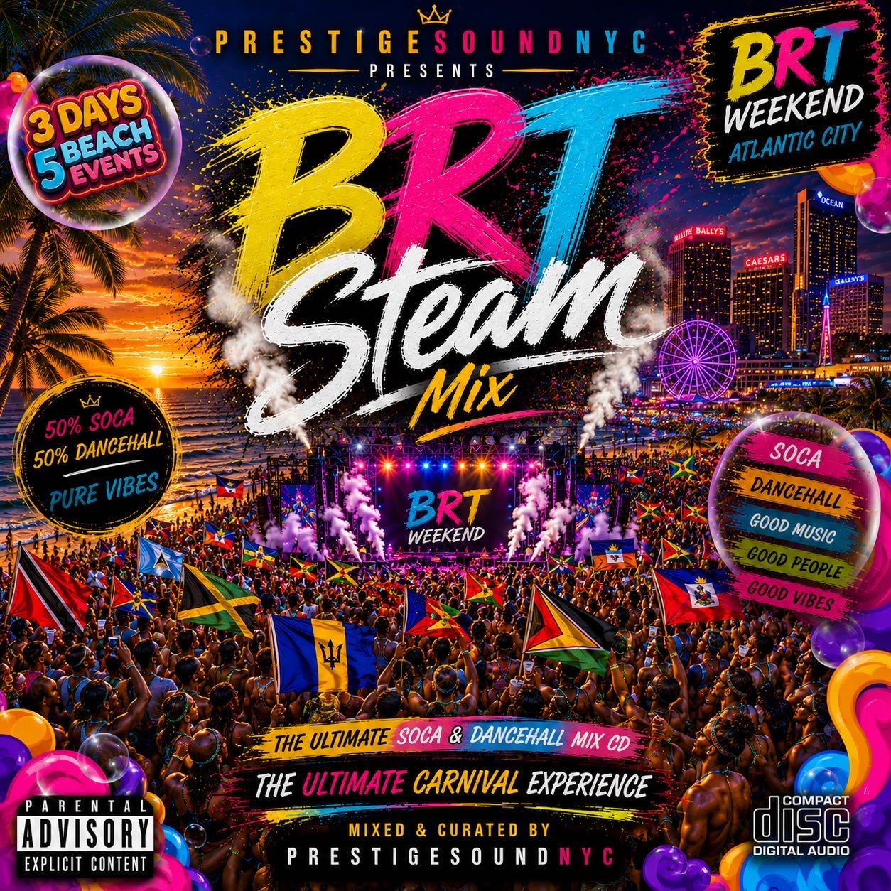 BRT Steam Mix official Soca and Dancehall mixtape cover