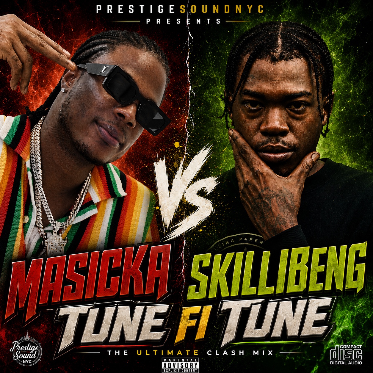 Masicka versus Skillibeng Tune Fi Tune official mixtape cover